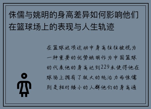 侏儒与姚明的身高差异如何影响他们在篮球场上的表现与人生轨迹